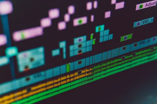Video and audio timeline on an editing screen