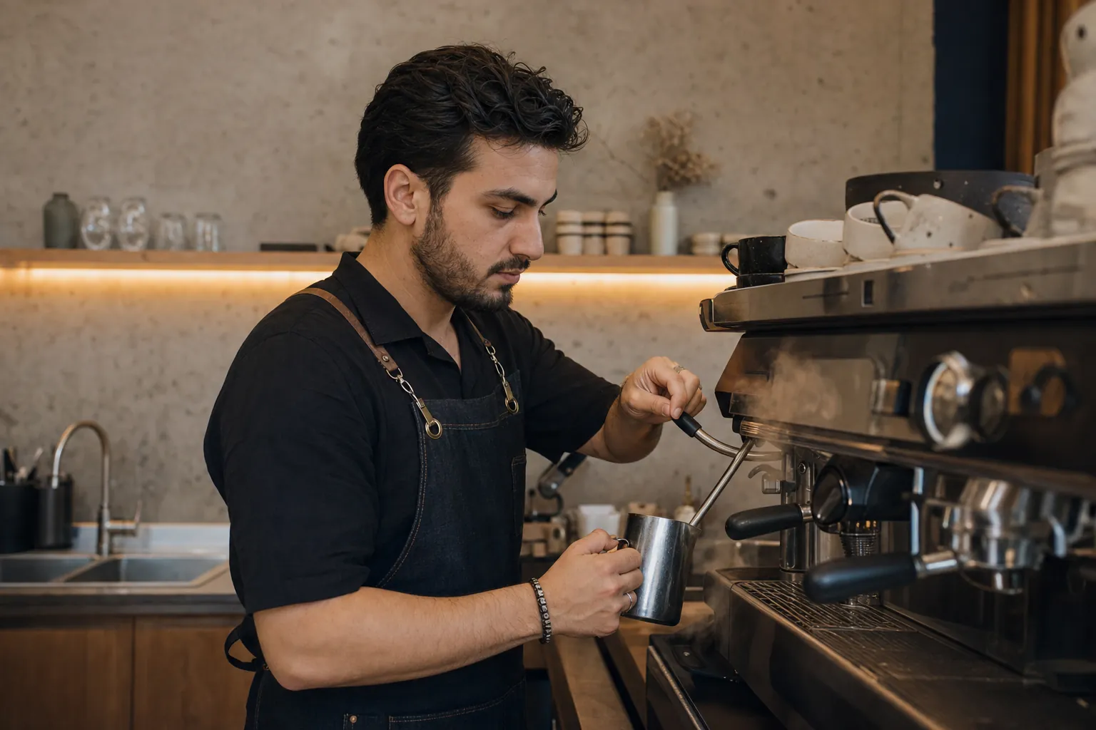 Baristanın kahve hazırlığı
