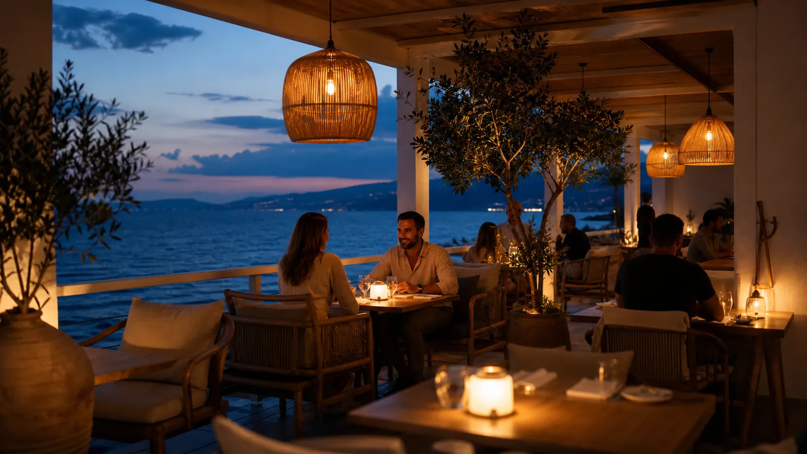 Akşam saatlerinde kafe ortamı