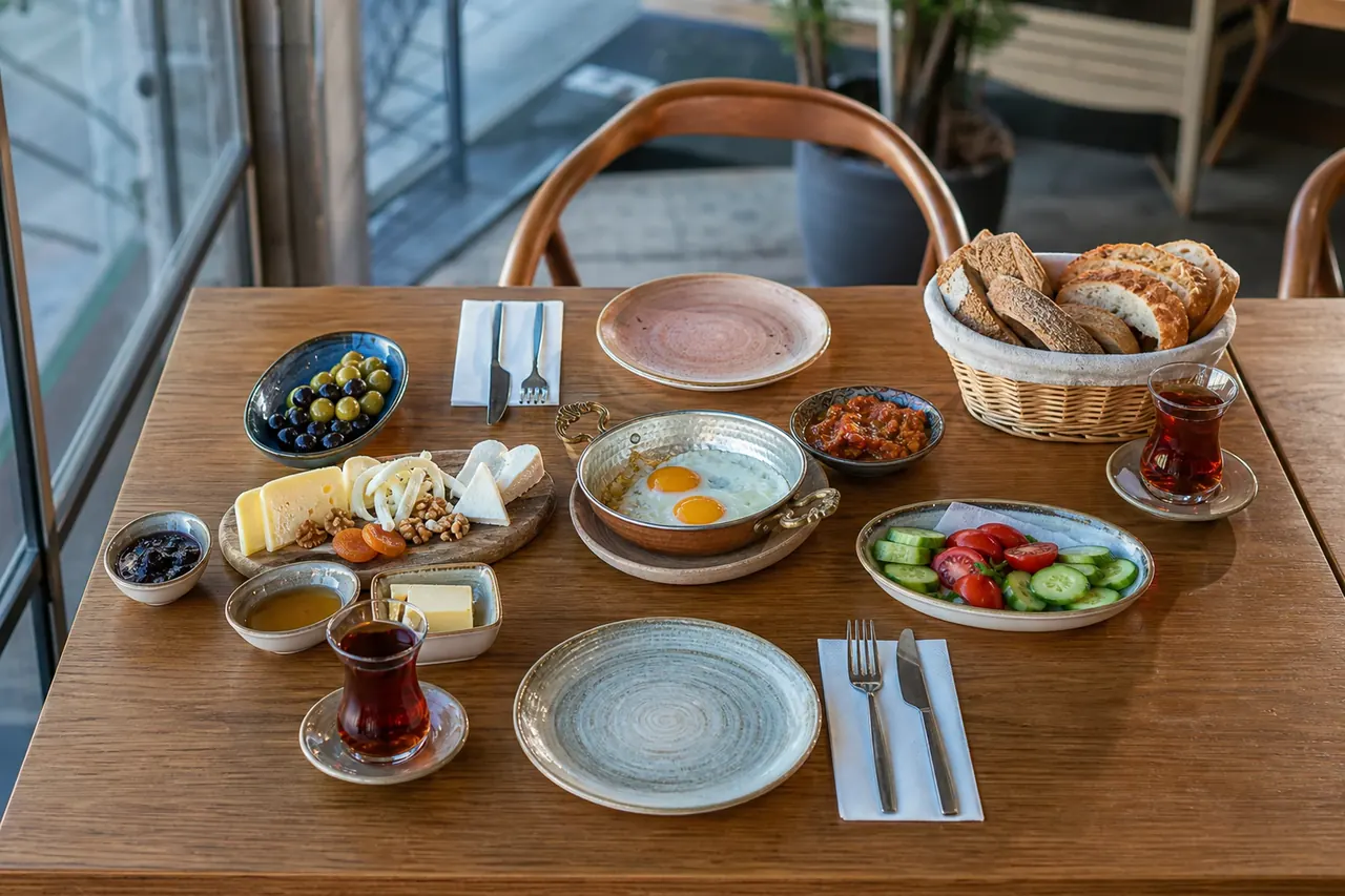 Kahvaltı için masa düzeni
